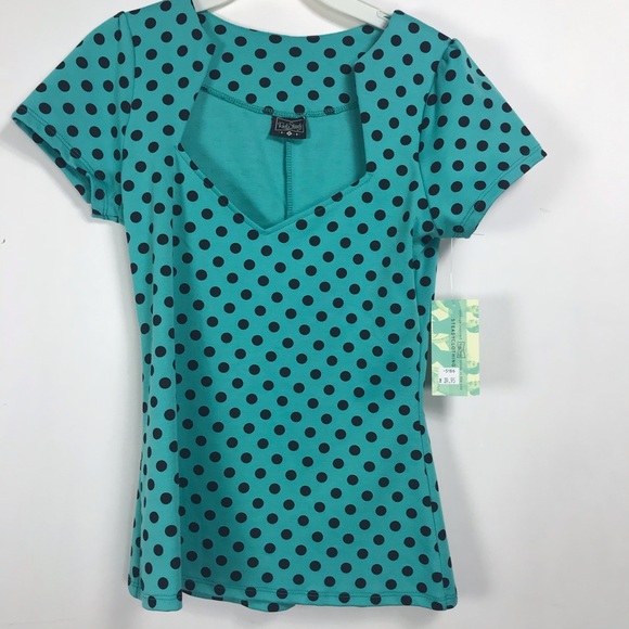 RockSteady Teal Polka Dot Top NWT - Picture 2 of 4